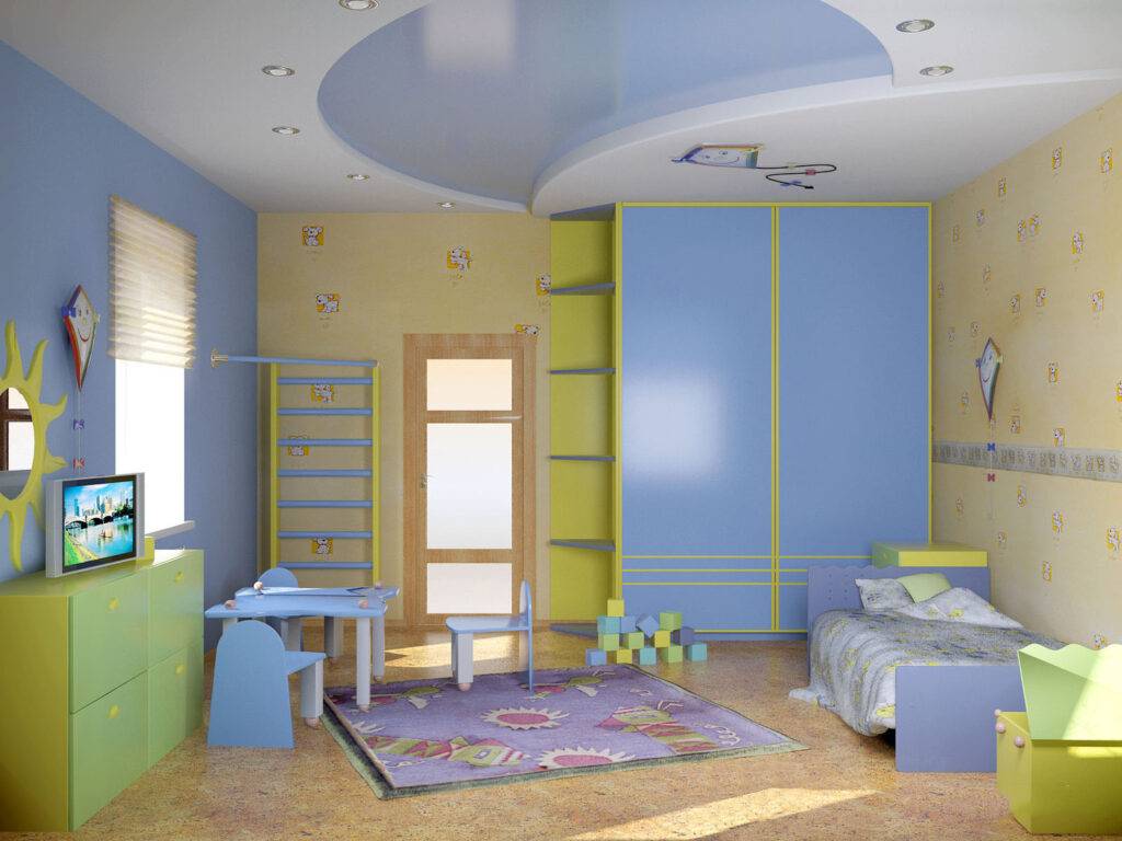 Потолок из гипсокартона в детской комнате (62 фото): спальня для для мальчика